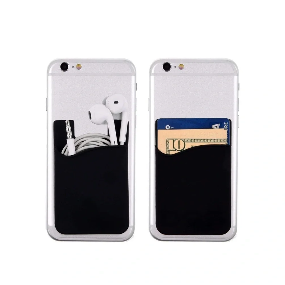 NEW 1pk White Silicone Back of Cell Phone Credit Card Cash Holder Stick On